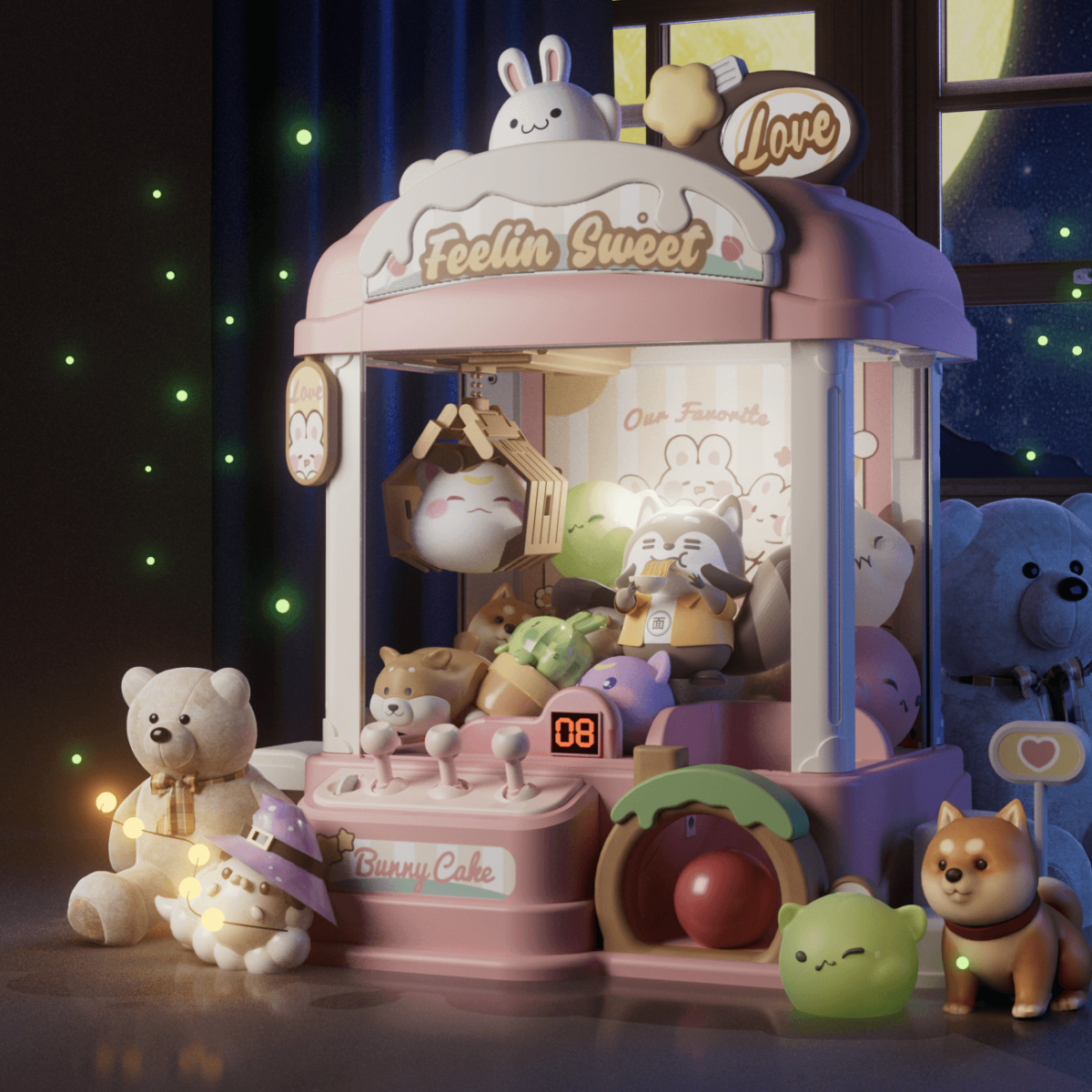 Mini Claw Machine Toy for Kids, Rabbit Cake Theme, Size XL