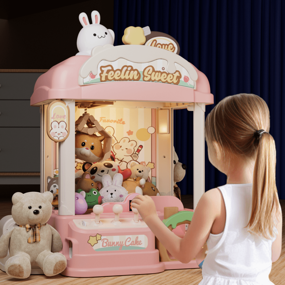 Mini Claw Machine Toy for Kids, Rabbit Cake Theme, Size XL