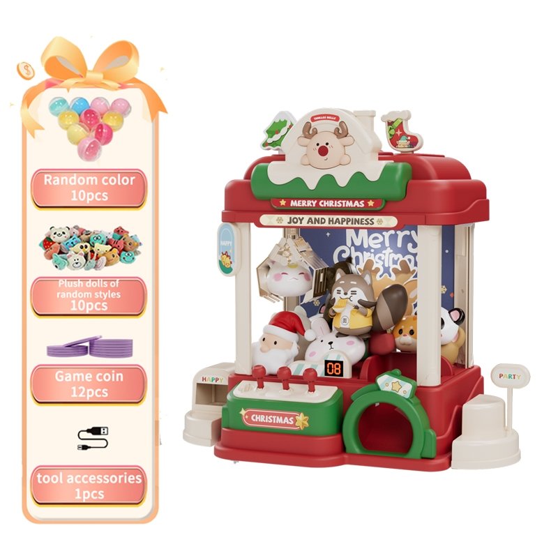 Mini Claw Machine Toy for Kids, Red Christmas Theme, Size XL 11 Mini Claw Machine Toy for Kids, Red Christmas Theme, Size XL