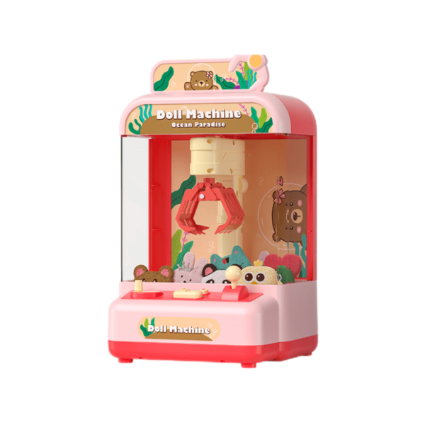 Home 11 Mini Claw Machine Toy for Kids, Pink Doll Machine Ocean Paradise Theme, Size M