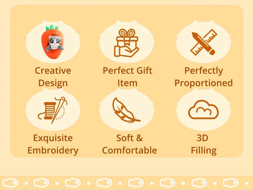 Stuffed Fruit Cat Plush Toy, Avaliable with Avocado, Banana, Strawberry, Carrot