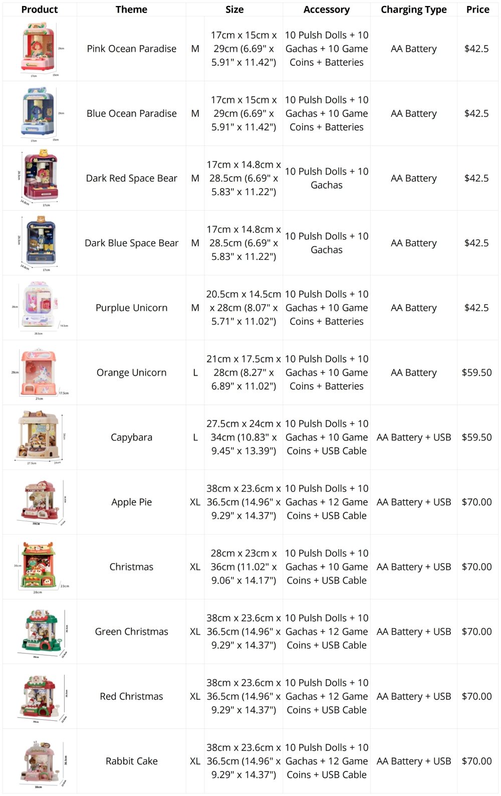 Mini Claw Machine Toy for Kids, Rabbit Cake Theme, Size XL