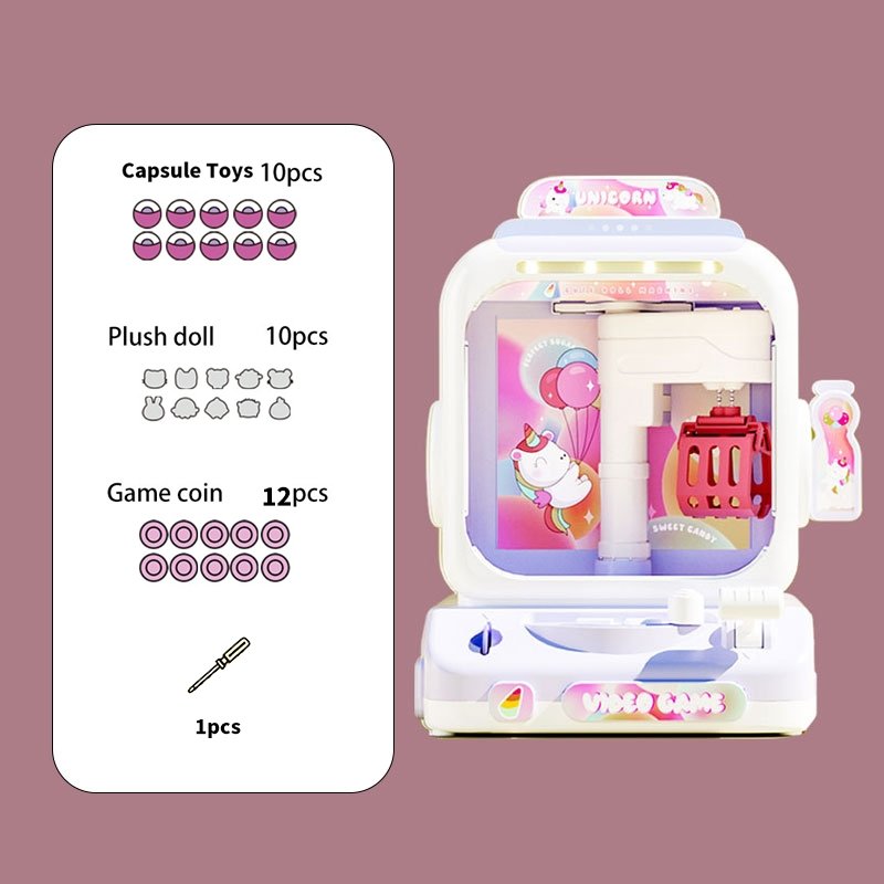 Mini Claw Machine Toy for Kids, Purplue Unicorn Theme, Size M