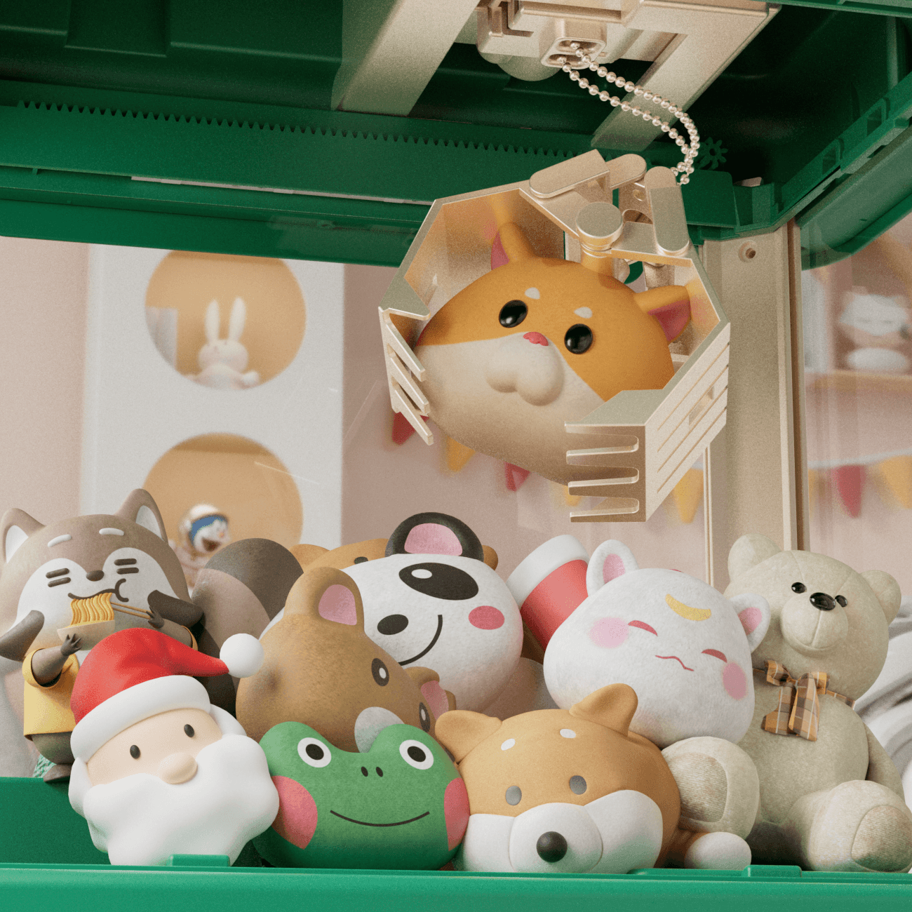 Mini Claw Machine Toy for Kids, Green Christmas Theme, Size XL 8 Mini Claw Machine Toy for Kids, Green Christmas Theme, Size XL