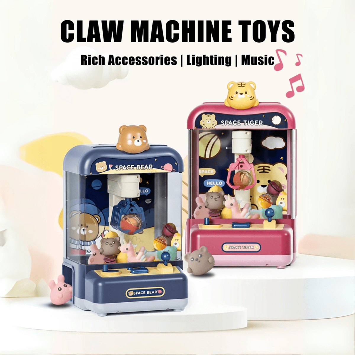 Mini Claw Machine Toy for Kids, Deep Blue Space Bear Theme, Size M