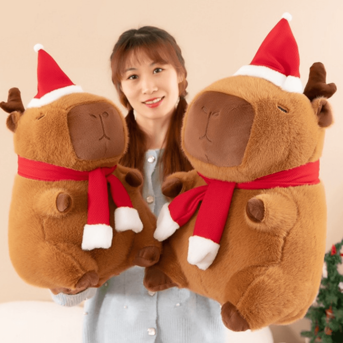 Capybara Plush Doll, Christmas Theme, Stuffed Animals Soothing Sleeping Toys For Kids Birthday Christmas Gift