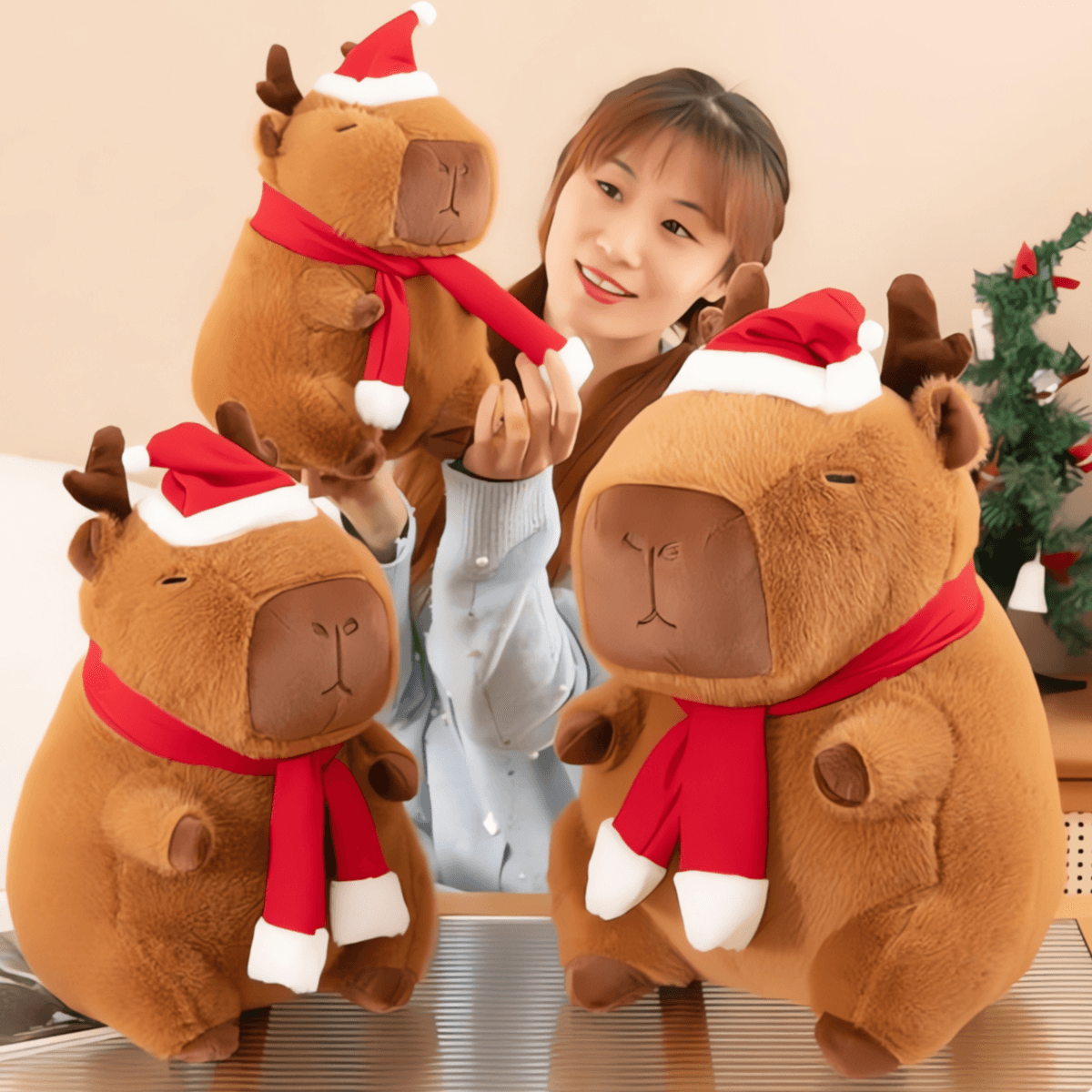 Capybara Plush Doll, Christmas Theme, Stuffed Animals Soothing Sleeping Toys For Kids Birthday Christmas Gift
