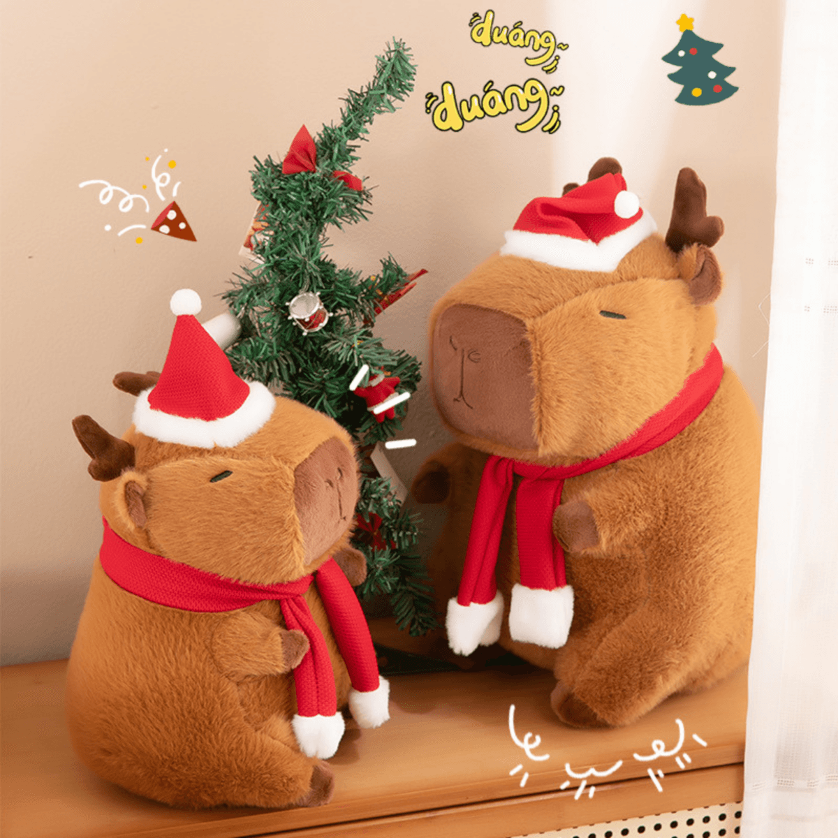Capybara Plush Doll, Christmas Theme, Stuffed Animals Soothing Sleeping Toys For Kids Birthday Christmas Gift