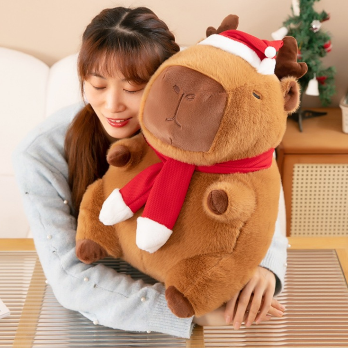 Capybara Plush Doll, Christmas Theme, Stuffed Animals Soothing Sleeping Toys For Kids Birthday Christmas Gift