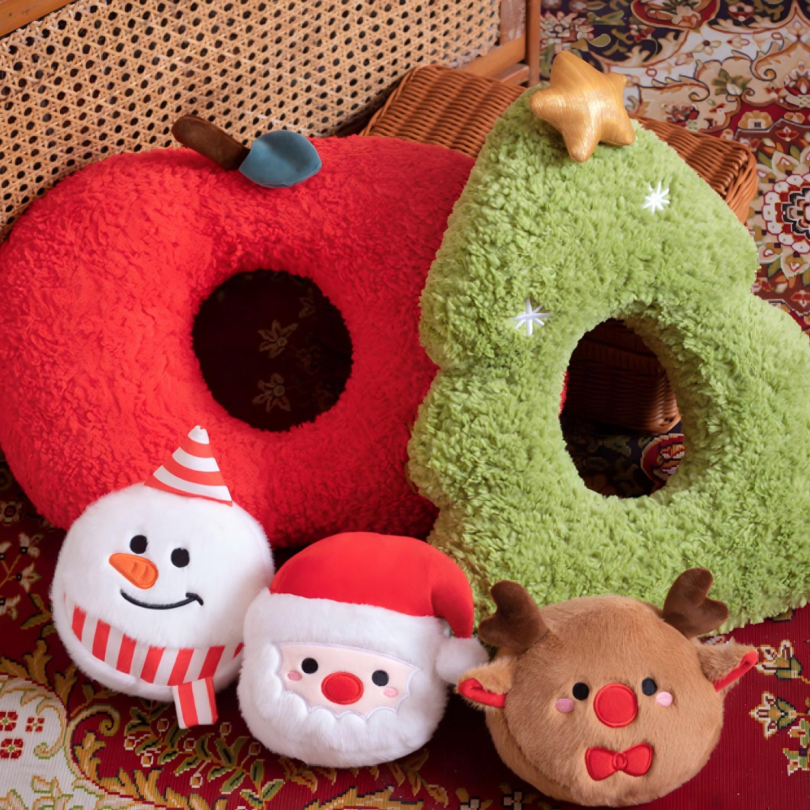 Christmas Ornaments Holiday Pillow with Stuffed Plush Christmas Bear – Festive Christmas Decorations for Kids and Family