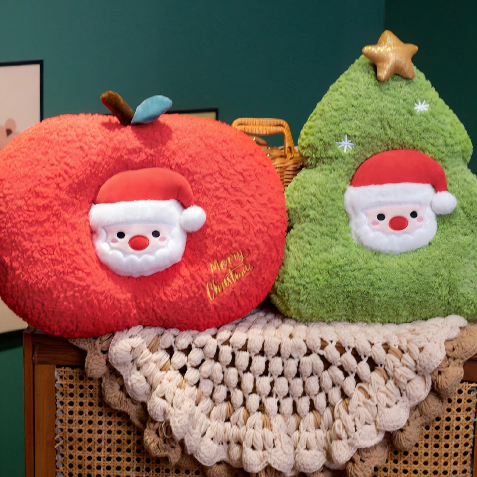 Christmas Ornaments Holiday Pillow with Stuffed Plush Christmas Bear – Festive Christmas Decorations for Kids and Family