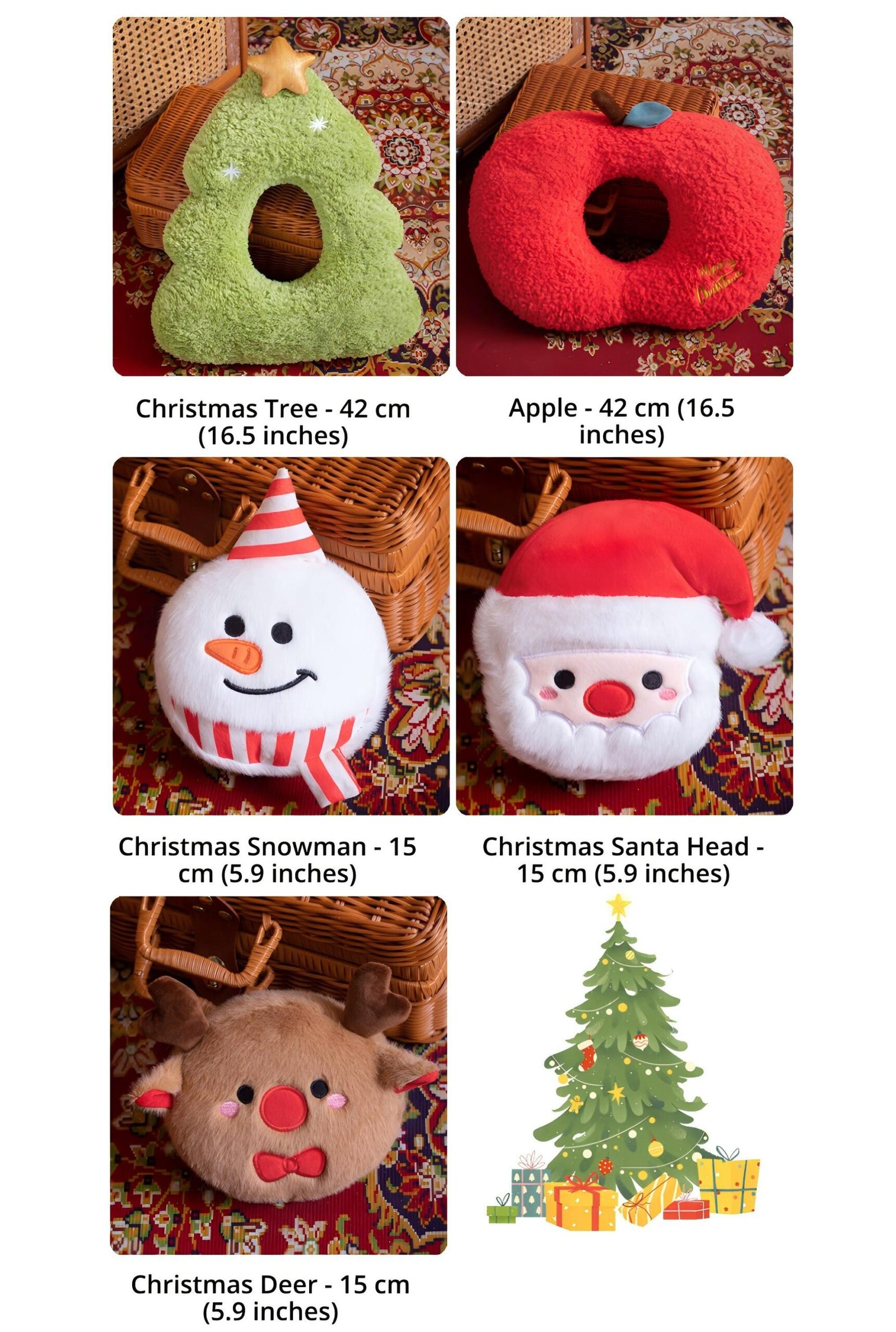 Christmas Ornaments Holiday Pillow with Stuffed Plush Christmas Bear – Festive Christmas Decorations for Kids and Family