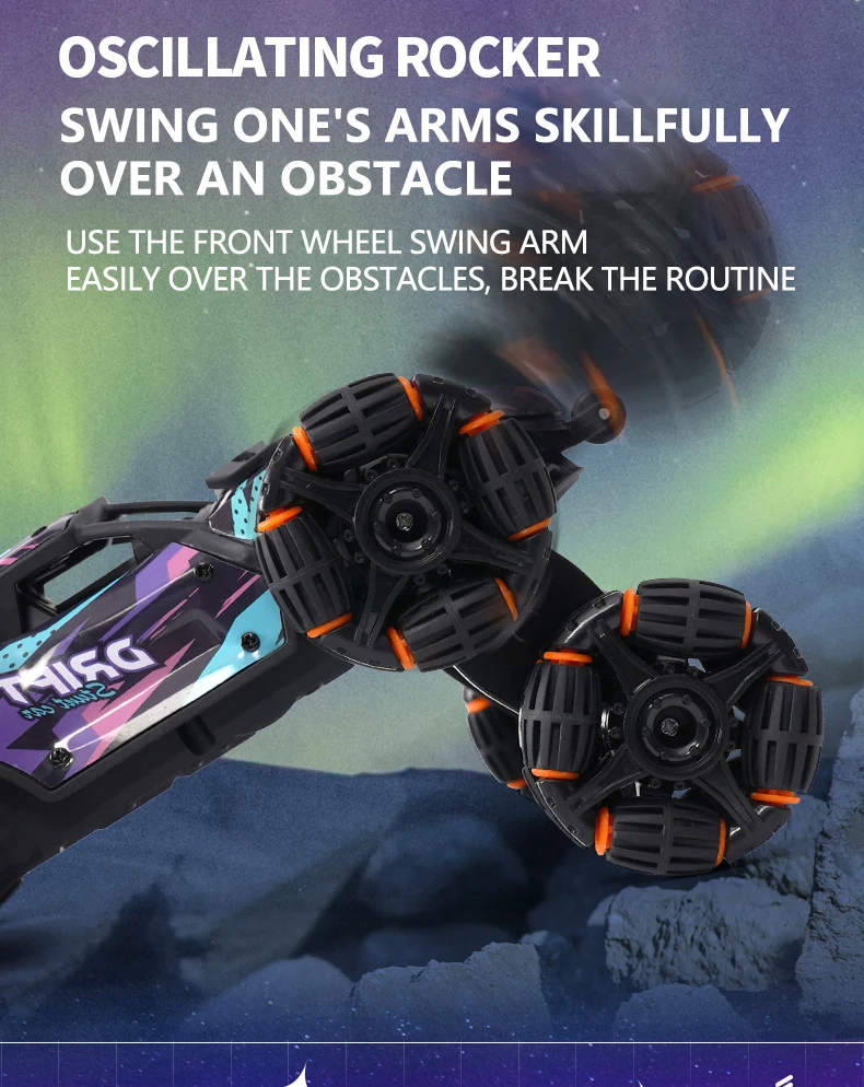 Six-Wheel RC Stunt Car with Drift, Twisting Action, and Spray Effects 16 Six-Wheel RC Stunt Car with Drift, Twisting Action, and Spray Effects