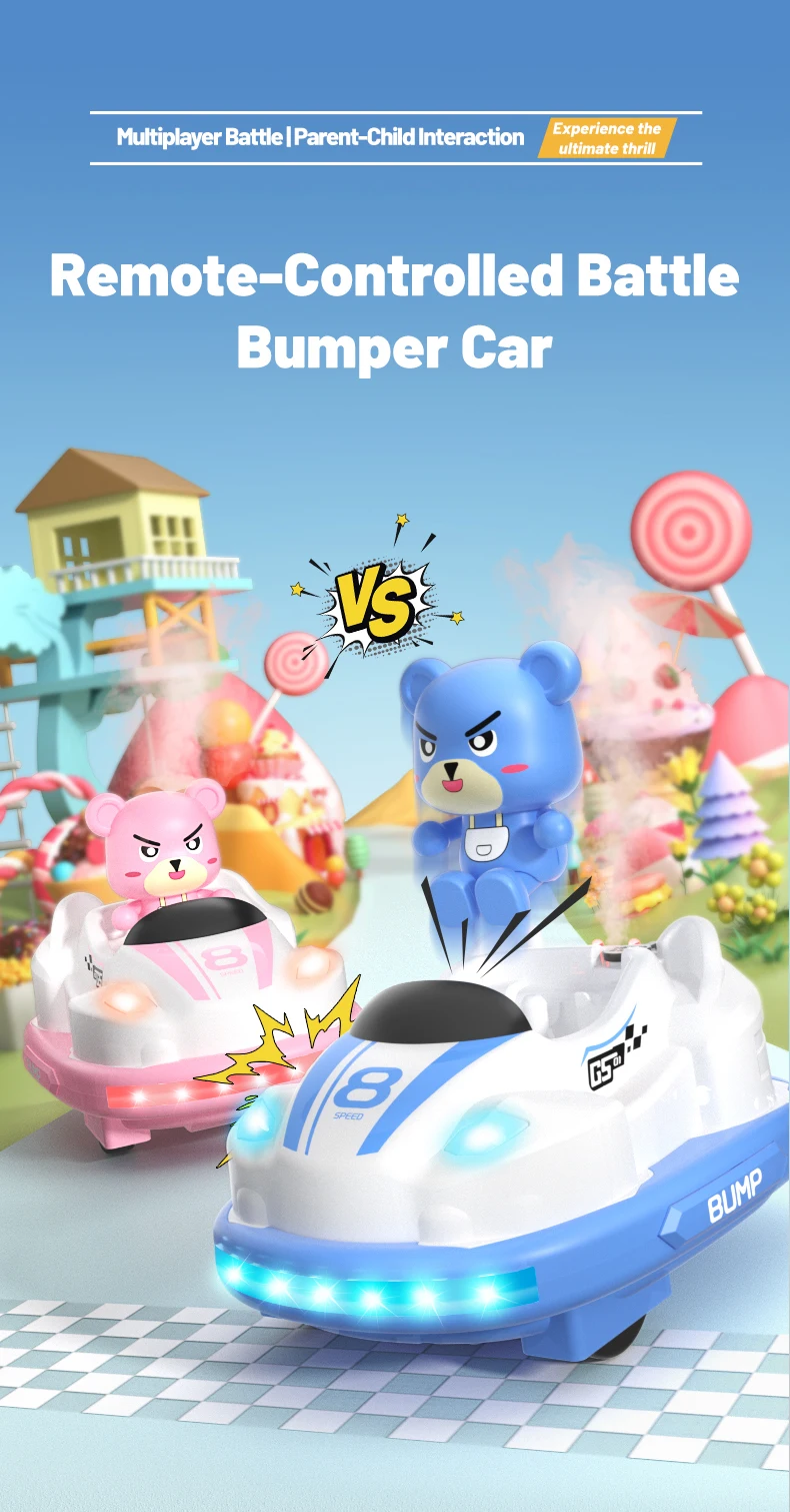 Kids’ Remote Control Bumper Car with Sound, Lights, and Competitive Gameplay