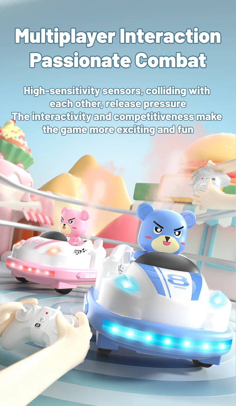 Kids’ Remote Control Bumper Car with Sound, Lights, and Competitive Gameplay