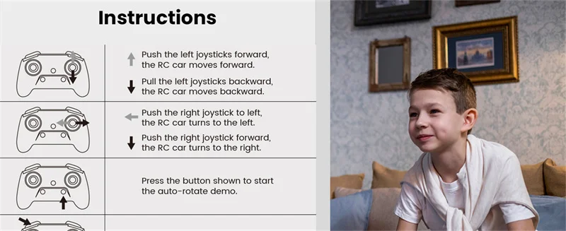 Sinovan Remote Control Car with Lights for Boys 4-7, 2.4GHz Rc Stunt Cars for Kids, 360°Rotating Double Sided RC Car Toys Black