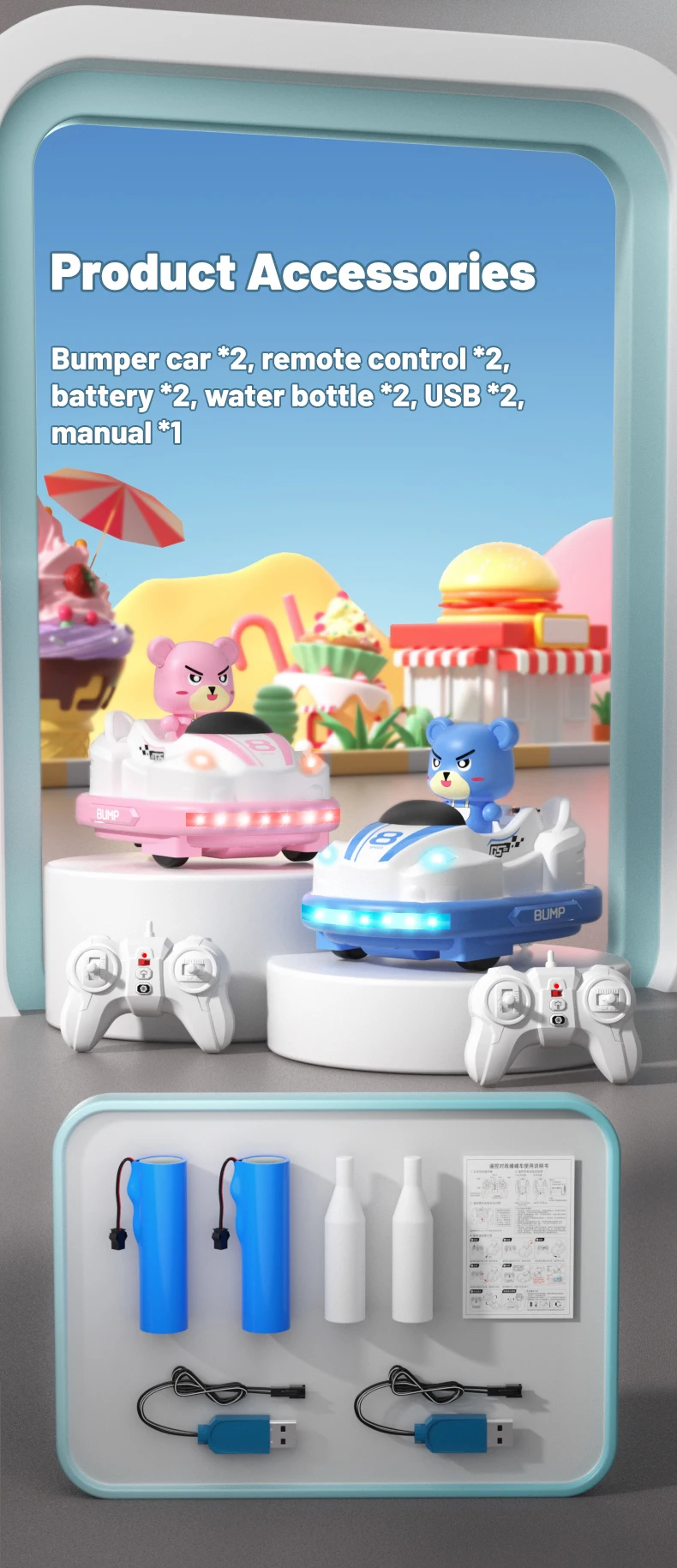 Kids’ Remote Control Bumper Car with Sound, Lights, and Competitive Gameplay