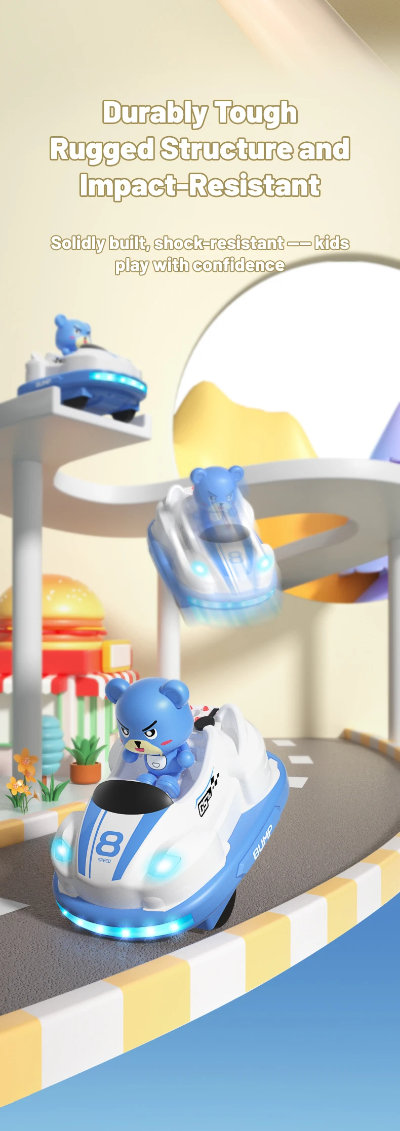 Kids’ Remote Control Bumper Car with Sound, Lights, and Competitive Gameplay