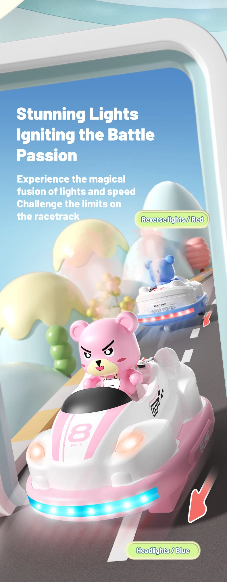 Kids’ Remote Control Bumper Car with Sound, Lights, and Competitive Gameplay