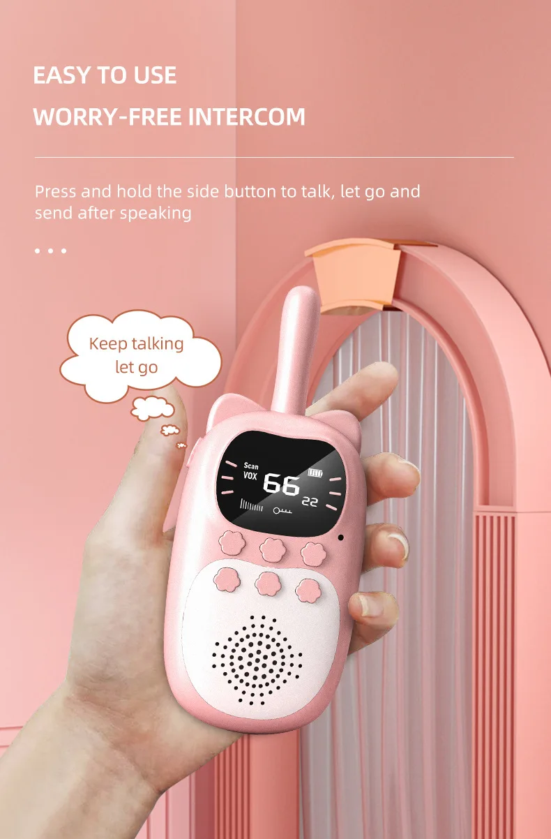 2pcs Rechargeable Kids Walkie Talkies - 3km Range, Perfect Birthday Gift 18 2pcs Rechargeable Kids Walkie Talkies - 3km Range, Perfect Birthday Gift