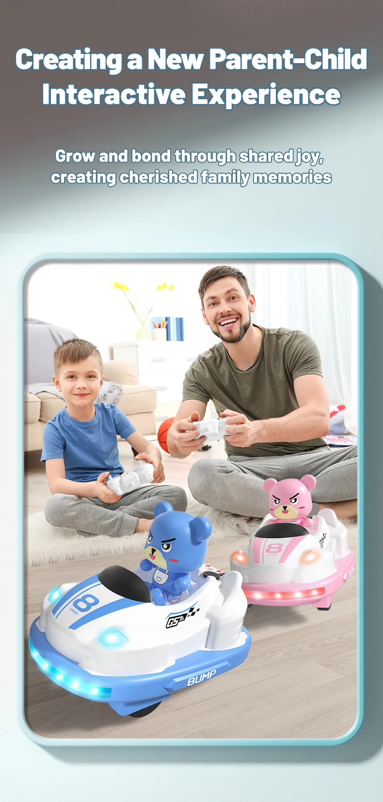 Kids’ Remote Control Bumper Car with Sound, Lights, and Competitive Gameplay