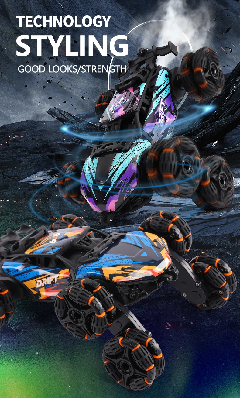 Six-Wheel RC Stunt Car with Drift, Twisting Action, and Spray Effects 19 Six-Wheel RC Stunt Car with Drift, Twisting Action, and Spray Effects