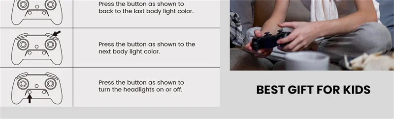 Sinovan Remote Control Car with Lights for Boys 4-7, 2.4GHz Rc Stunt Cars for Kids, 360°Rotating Double Sided RC Car Toys Black