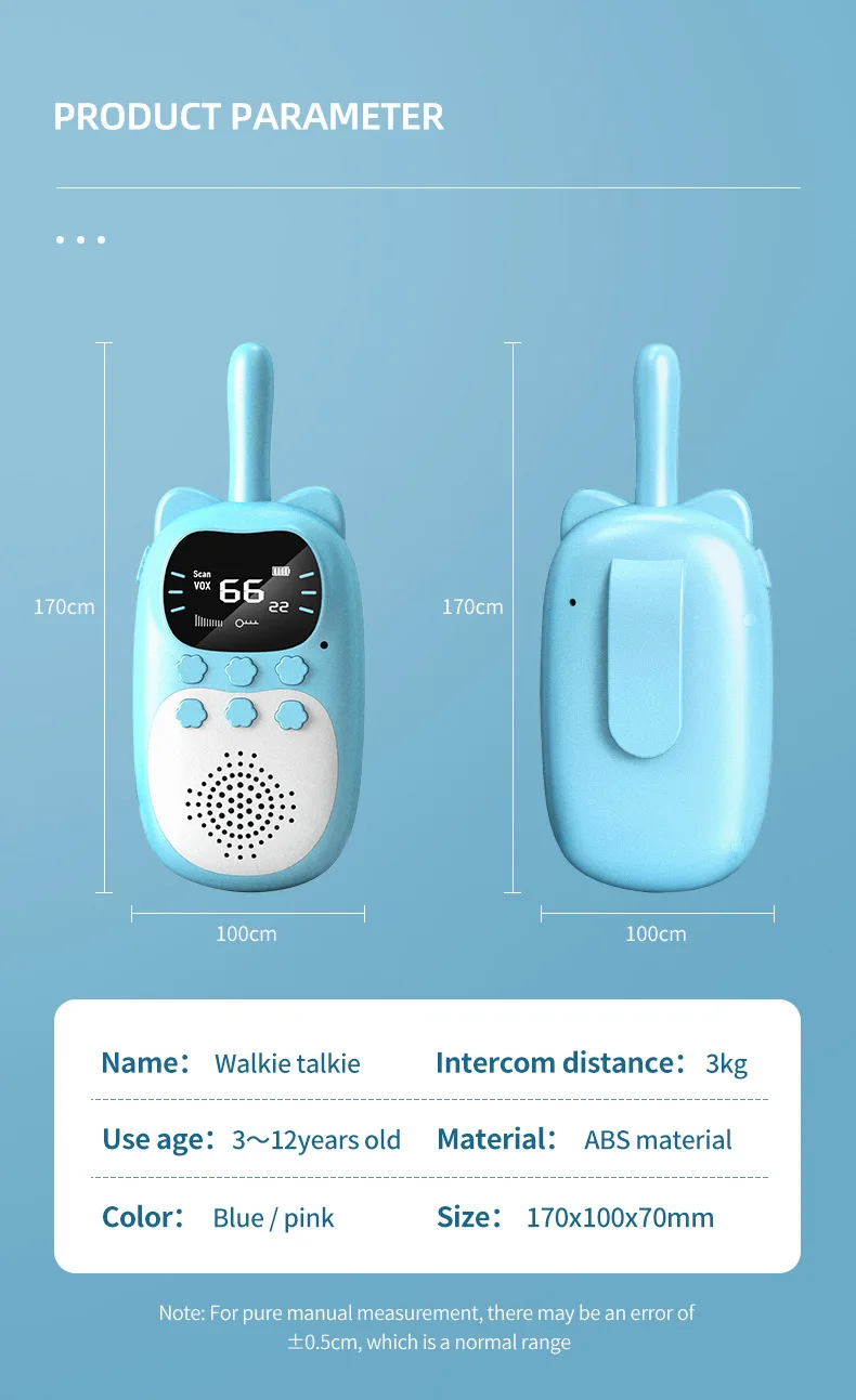 2pcs Rechargeable Kids Walkie Talkies - 3km Range, Perfect Birthday Gift 21 2pcs Rechargeable Kids Walkie Talkies - 3km Range, Perfect Birthday Gift