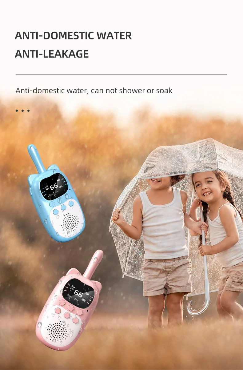 2pcs Rechargeable Kids Walkie Talkies - 3km Range, Perfect Birthday Gift 12 2pcs Rechargeable Kids Walkie Talkies - 3km Range, Perfect Birthday Gift