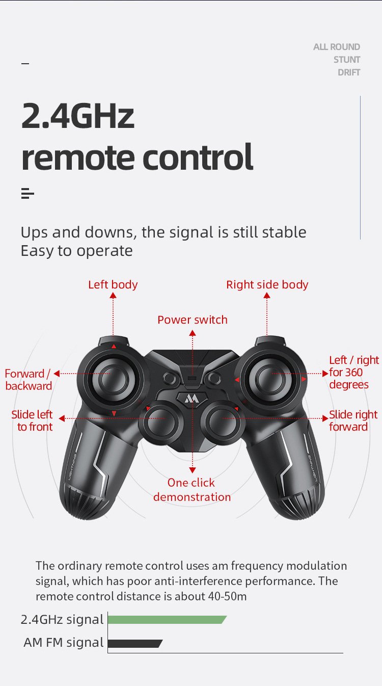 Remote Control Stunt Car, Amphibious RC Vehicle Double-sided Flip, Children's gift