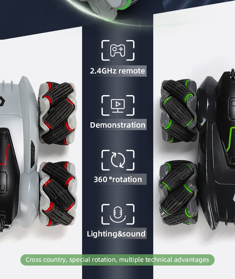 Remote Control Stunt Car, Amphibious RC Vehicle Double-sided Flip, Children's gift