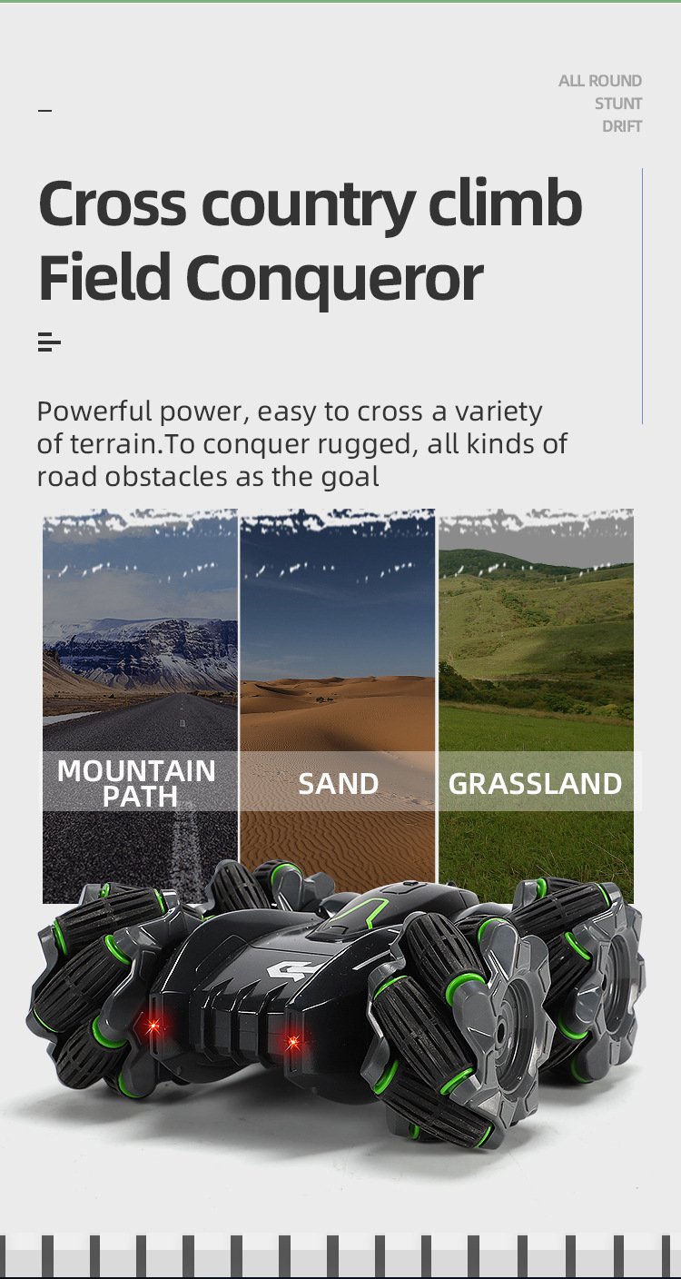 Remote Control Stunt Car, Amphibious RC Vehicle Double-sided Flip, Children's gift