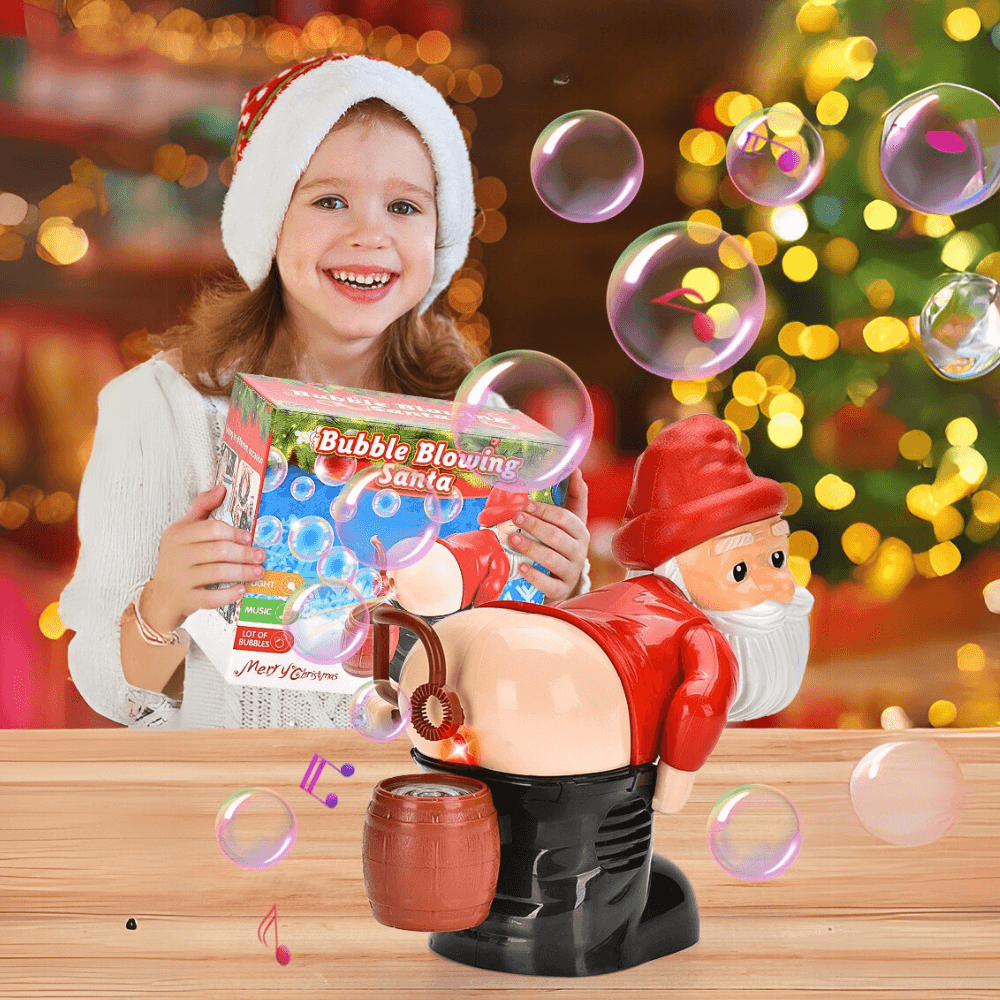 Funny Bubble Blowing Santa Claus Toy with Music, Light, Prank Funny Christmas Toy Gift