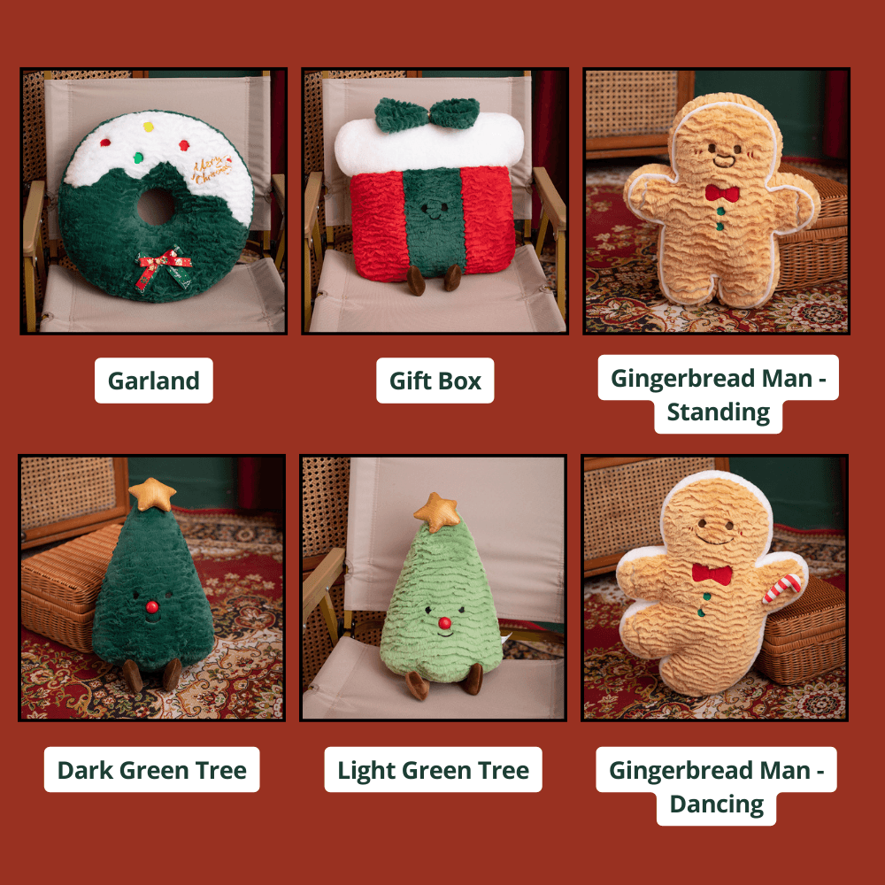Christmas Plush Dolls Pillow, Gingerbread Man, Christmas Tree, Gift Box, Donut, Perfect for Christmas New Year Gift Home Deco