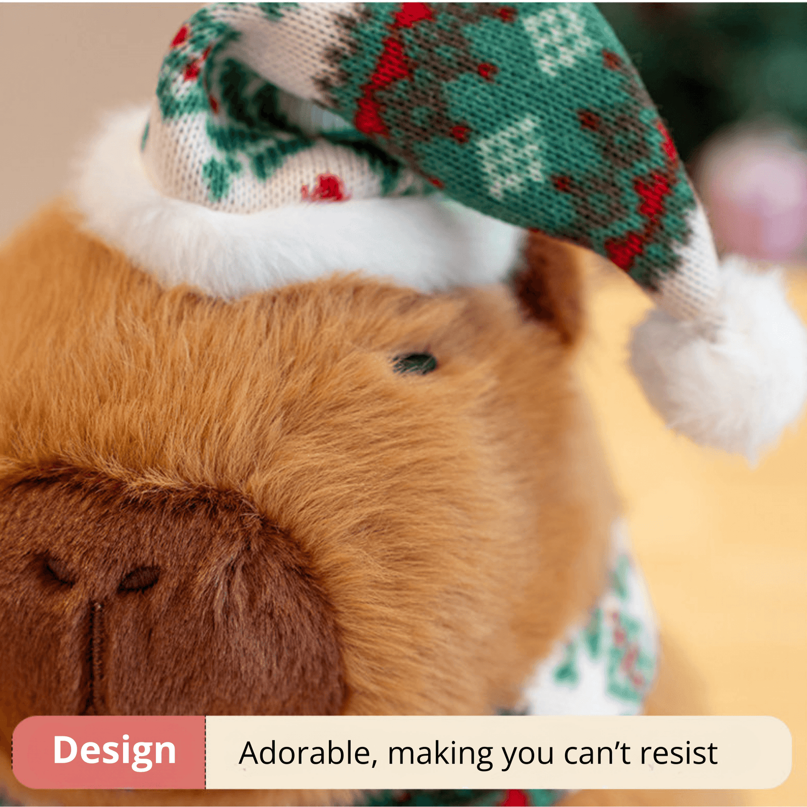 Christmas Kapibala Capybara Plush Toy, with Apple, Christmas Tree, Cane, Scarf Styles, Cute Animal Stuffed Toy, Best Xmas Gift Home Decor