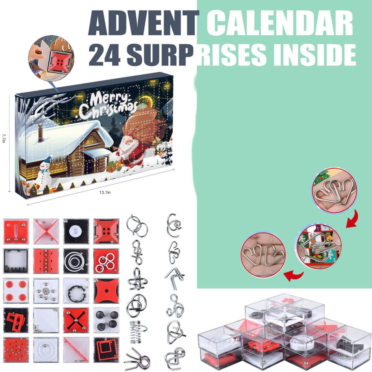 Christmas 24 Days Calendar Hand Tear Blind Box Decompression Set Toy