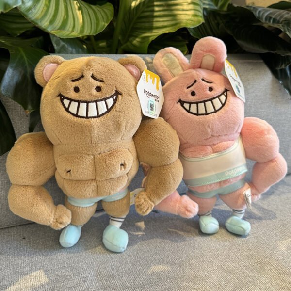 Bear Bunny Muscle Plush - Funny Chest Muscle Boyfriend Pillow with Abdominal Design, Christmas Gift