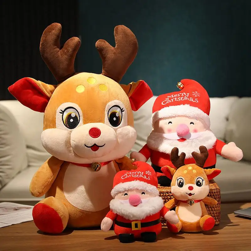 Cozy Christmas Plush: Stuffed Santa & Elk Animals - Perfect Holiday Gifts for Kids and Home Decor